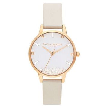 Olivia Burton Quartz Analog White Dial Leather Strap Watch for Women