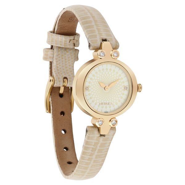 Nebula Quartz Analog Champagne Dial Leather Strap Watch for Women - image number 1