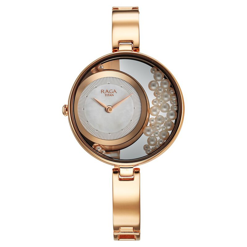 Titan Raga Power Pearls Quartz Analog White Dial with loose pearls Metal Strap Watch for Women - image number 1