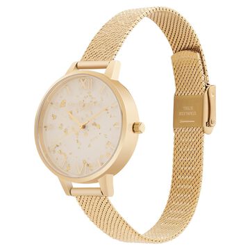 Olivia Burton Quartz Analog Golden Dial Stainless Steel Strap Watch for Women