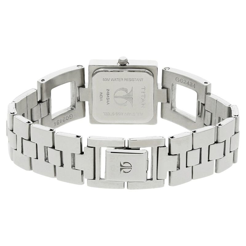 Titan Quartz Analog Black Dial Stainless Steel Strap Watch for Women - image number 3