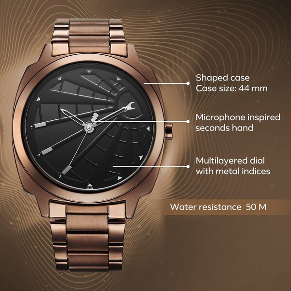 Fastrack Groove Quartz Analog Black Dial Guys Stainless Steel Watch - image number 2