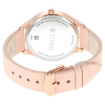 Titan Neo Workdays Silver Dial Women Watch With Leather Strap