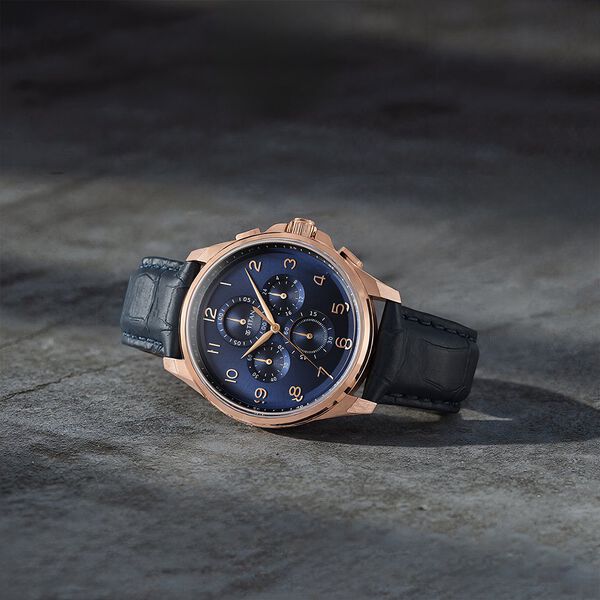 Buy Online Titan Classic Chrono Blue Dial Leather Watch for Men