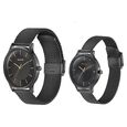 Sonata Modern Bandhan Quartz Analog Black Dial Black Stainless Steel Strap Watch For Couple - image number 2
