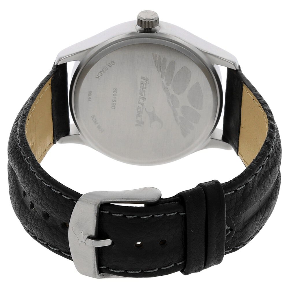 Buy Online Fastrack Quartz Analog Silver Dial Leather Strap Watch for Guys nk3001sl01 Titan