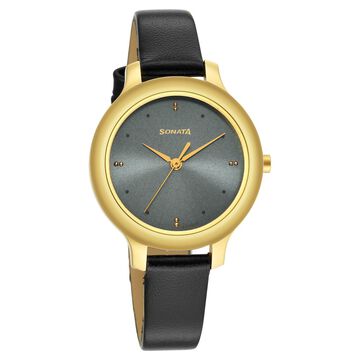 Sonata Gold Edit Grey Dial Women Watch With Leather Strap