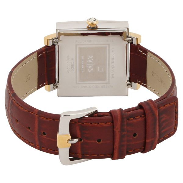 Xylys Swiss Analog Brown Leather Strap and Champagne Dial Watch For Men - image number 2