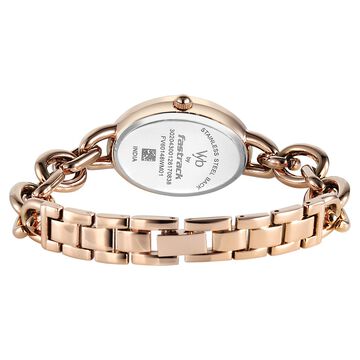 Vyb Manifester By Fastrack Quartz Analog Brown Dial Rose Gold Metal Strap Watch For Girls