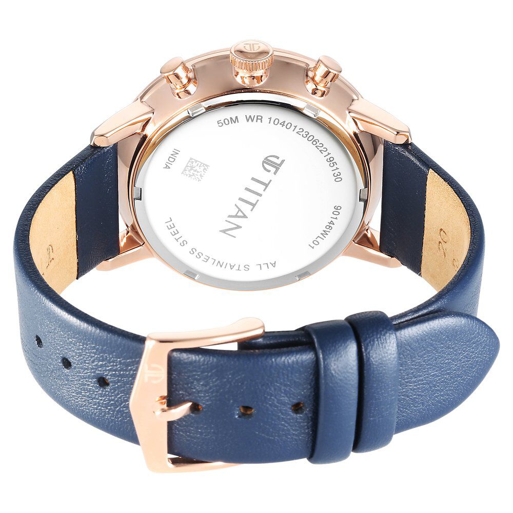 Buy Online Titan Infinity Display Blue Dial Chronograph Leather