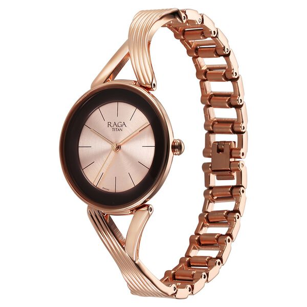 Titan Raga Chic Quartz Analog Rose Gold Dial Metal Strap Watch for Women - image number 2