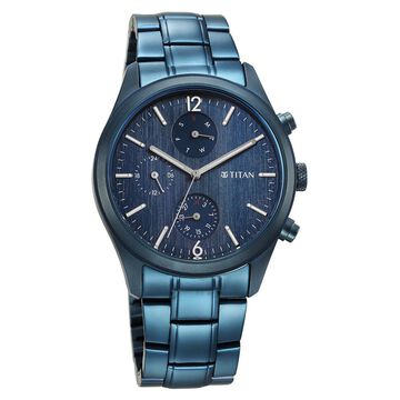 Titan Neo Splash Multifunction Blue Dial Blue Stainless Steel Strap Watch For Men