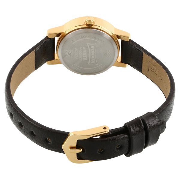 Sonata Quartz Analog Champagne Dial Leather Strap Watch for Women - image number 3