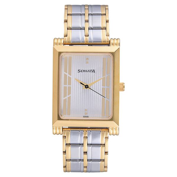 Sonata Quartz Analog Silver Dial Stainless Steel Strap Watch for Men - image number 0