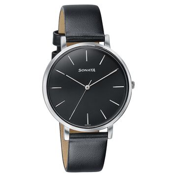 Sonata Pastel Play Quartz Analog Black Dial Leather Strap Watch For Women