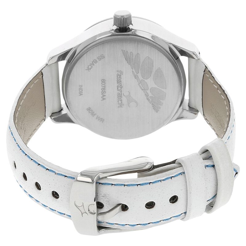 Fastrack Monochrome Quartz Multifunction Blue Dial Leather Strap Watch for Girls - image number 3