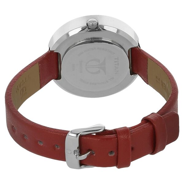 Titan Quartz Analog Silver Dial Leather Strap Watch for Women - image number 3