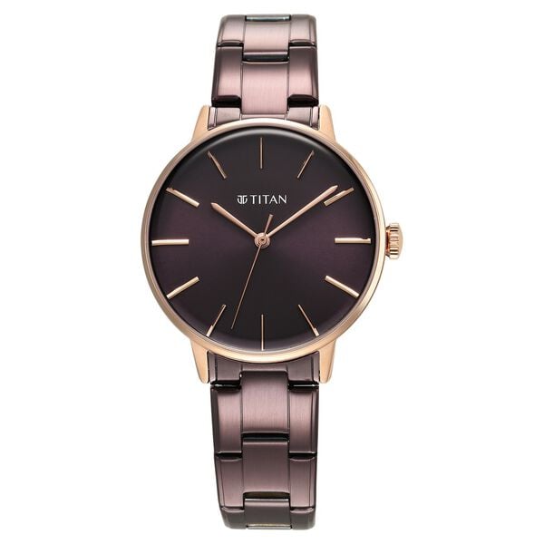 Titan TGIF Quartz Analog Brown Dial Purple Stainless Steel Strap Watch for Women - image number 0