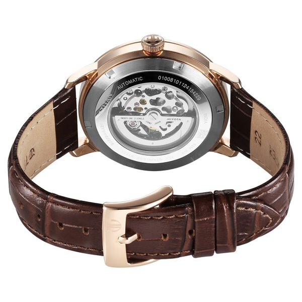 Titan Phoenix Skeletal Automatic Analog with Gun Dial Brown Leather Strap Watch for Men - image number 5