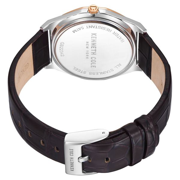 Kenneth Cole Silver Dial Quartz Analog with Date Leather Strap Watch for Men - image number 4