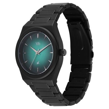 Vyb Quest By Fastrack Quartz Analog Green Gradient Dial Metal Strap Watch For Guys