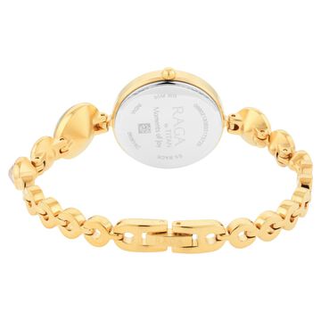 Titan Raga Moments Of Joy Quartz Analog Mother of Pearl Dial Golden Metal Strap Watch For Women