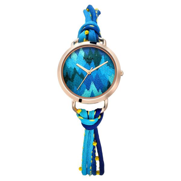 Titan Raga Twirl Blue Dial Analog Silk Fabric and Dori Strap watch for Women - image number 3