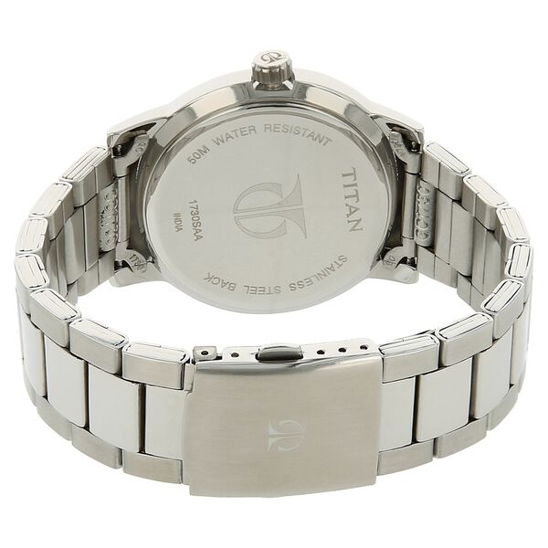 Titan Men's Urban Refinement: Sleek Blue Dial with Silver Stainless Steel Strap Watch - image number 3