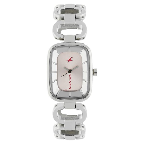 Fastrack Quartz Analog Pink Dial Metal Strap Watch for Girls - image number 0