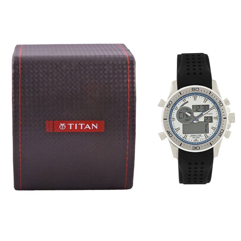 Titan Ana Digi Silver Dial Quartz Digital Plastic Strap watch for Men - image number 4