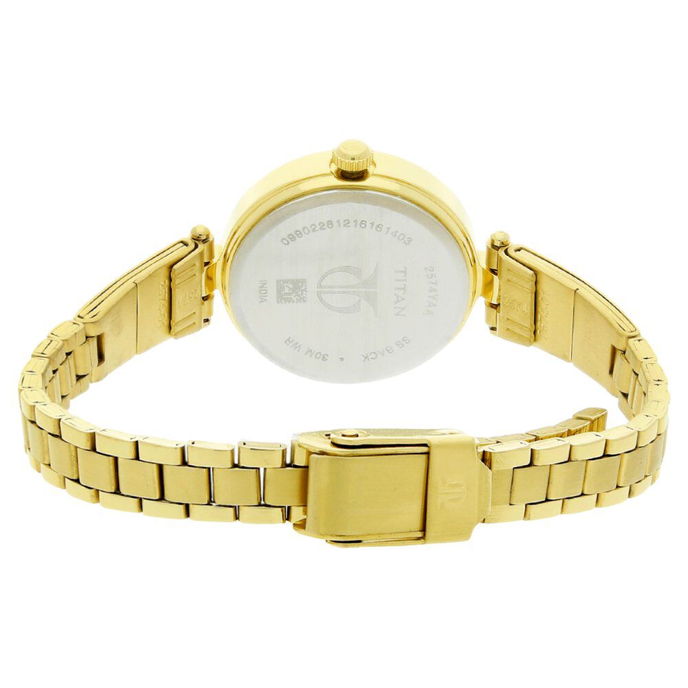 Buy Online Titan Karishma Champagne Dial Women Watch With Stainless Steel Strap ns2574ym01 Titan