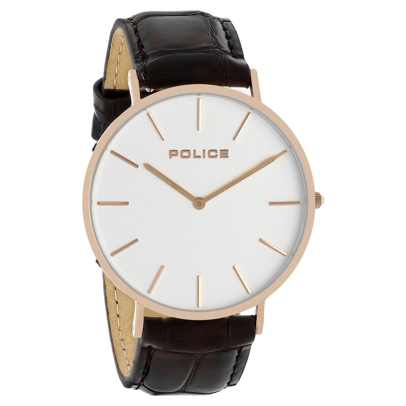Police Quartz Analog White Dial Leather Strap Watch for Men - image number 1