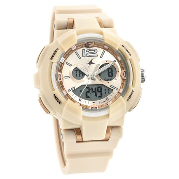 Fastrack Street Line Quartz Analog Digital Off White Dial PU Strap Watch for Girls