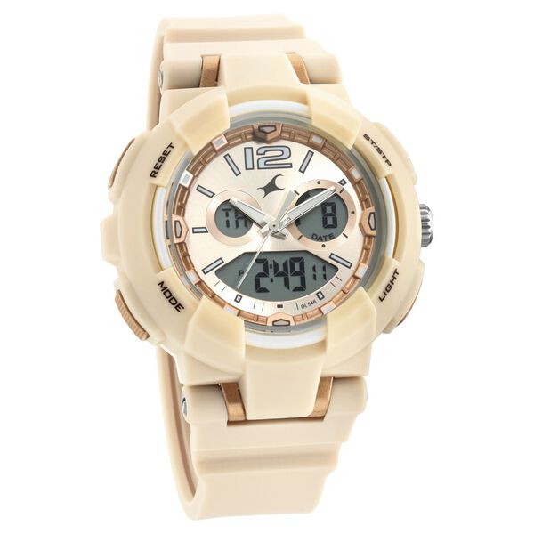 Fastrack Street Line Quartz Analog Digital Off White Dial PU Strap Watch for Girls - image number 1