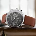 Titan Light Leathers Multifunction Black Dial Brown Leather Strap Watch For Men - image number 0