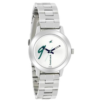 Fastrack Tropical Waters Quartz Analog Silver Dial Metal Strap Watch for Girls