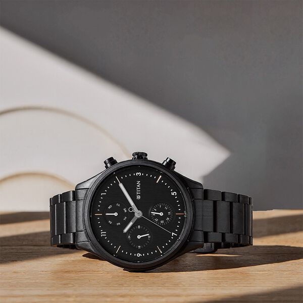 Titan Neo Black Dial Quartz Multifunction Stainless Steel Strap watch for Men - image number 0