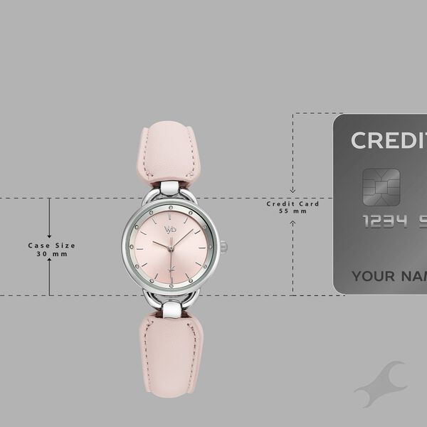 Vyb Muse By Fastrack Quartz Analog Pink Dial Silver PU Leather & Metal Strap Watch For Girls - image number 3