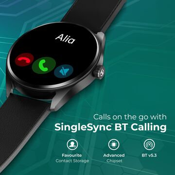 Titan Crest with 3.63 cm AMOLED Display with AOD, Functional Crown, BT Calling, Premium Smartwatch with Black Strap