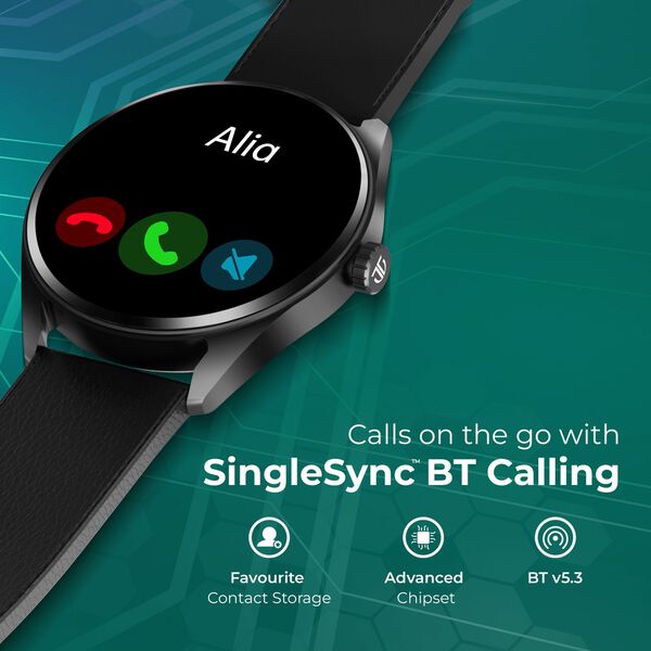 Titan Crest with 3.63 cm AMOLED Display with AOD, Functional Crown, BT Calling, Premium Smartwatch with Black Strap - image number 2