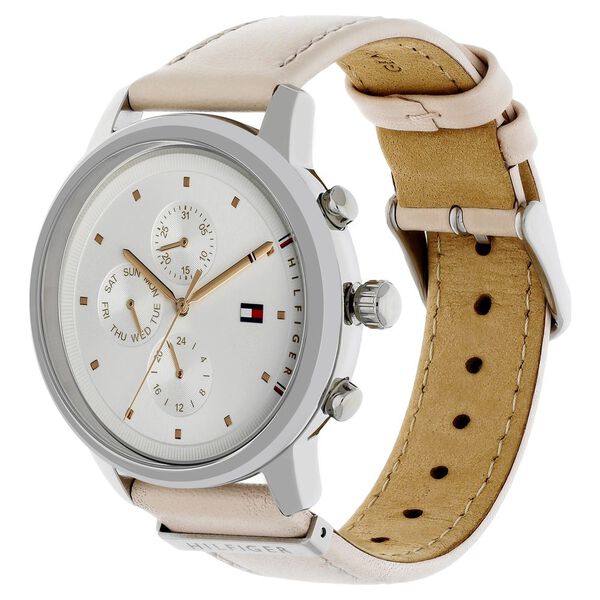 Tommy Hilfiger Quartz Multifunction White Dial Leather Strap Watch for Women - image number 2