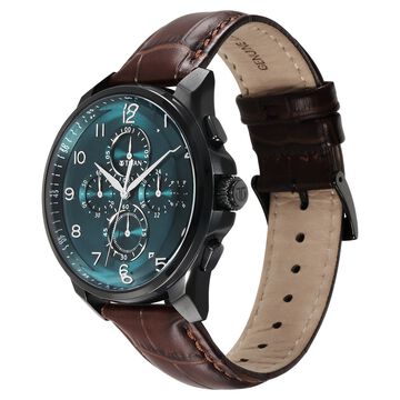 Titan Classic Chrono Blue Dial Quartz Multifunction Leather Strap watch for Men