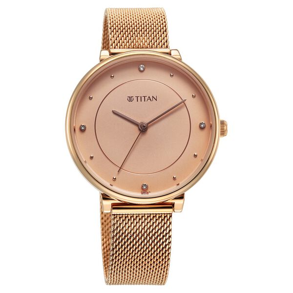 Titan Purple Stackables Quartz Analog Pink Dial Stainless Steel Strap Watch for Women - image number 4