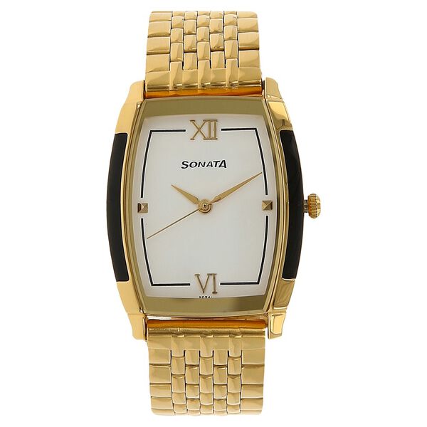 Sonata Quartz Analog White Dial Stainless Steel Strap Watch for Men - image number 0