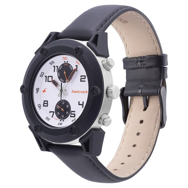 Fastrack Modular Quartz Analog White Dial Leather Strap Watch for Guys - image number 2