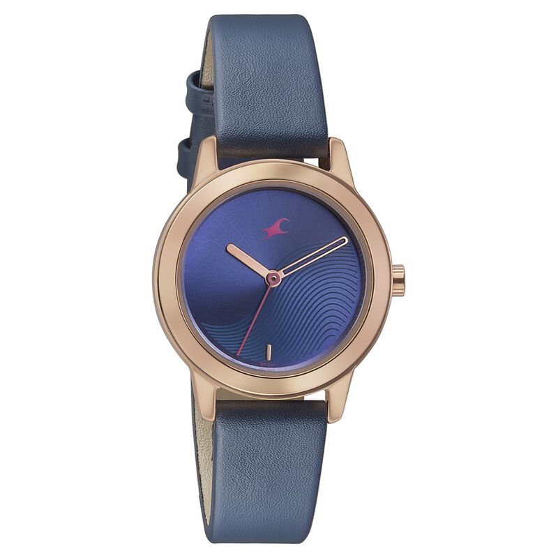 Fastrack Pulse Quartz Analog Blue Dial Leather Strap Watch for Girls