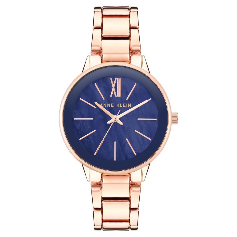 Buy Online Anne Klein Quartz Analog Blue Round Dial Rose Gold
