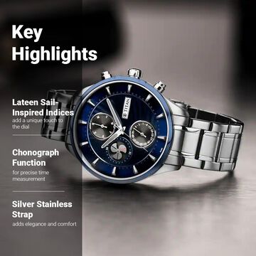 Titan Maritime Blue Dial Quartz Multifunction Stainless Steel Strap watch for Men