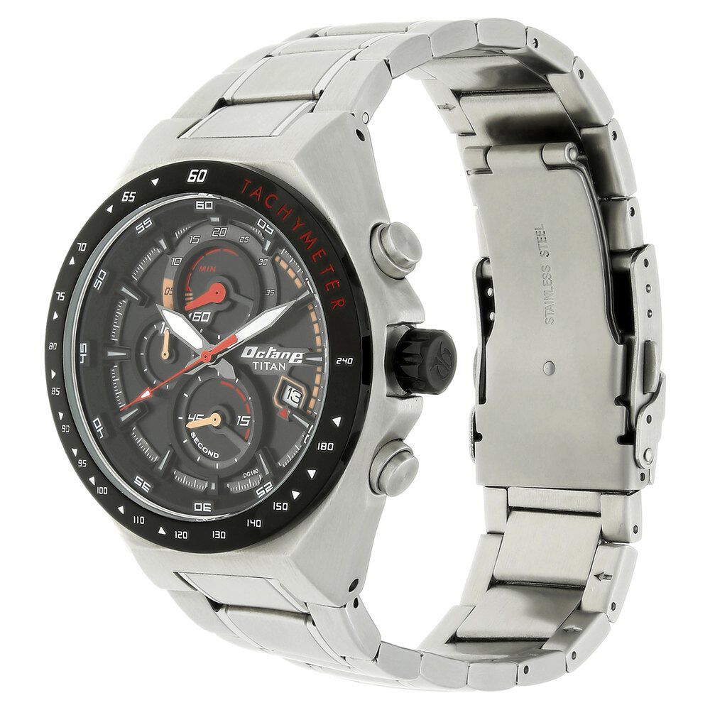Buy Online Titan Octane Black Chrono Stainless Strap Watch for Men 90048km03 Titan