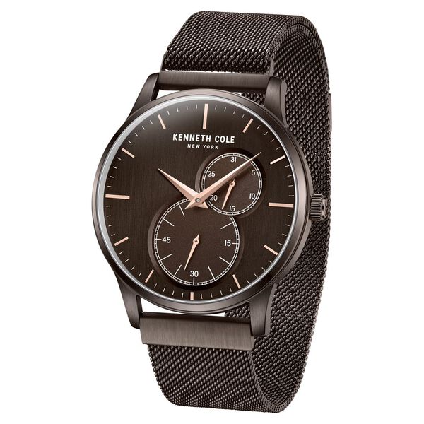 Kenneth Cole Multifunction Brown Dial Stainless Steel Strap Watch For Men - image number 1